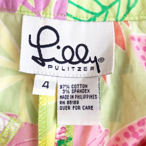 NWT Lilly Pulitzer "Lilly Capris" in Guava Green Frogs Palm Trees Foliage Sz 4 - Picture 6 of 10
